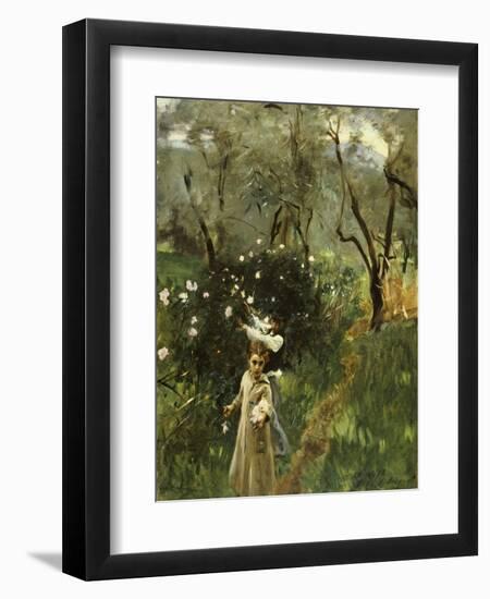 Gathering Flowers at Twilight-John Singer Sargent-Framed Giclee Print