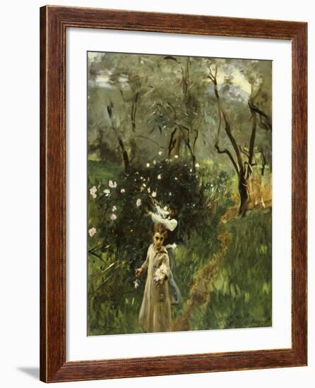 Gathering Flowers at Twilight-John Singer Sargent-Framed Giclee Print