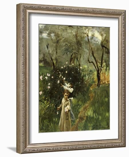 Gathering Flowers at Twilight-John Singer Sargent-Framed Giclee Print