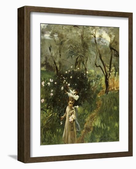 Gathering Flowers at Twilight-John Singer Sargent-Framed Giclee Print