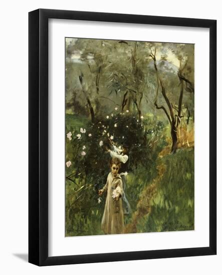 Gathering Flowers at Twilight-John Singer Sargent-Framed Giclee Print