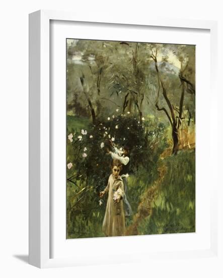 Gathering Flowers at Twilight-John Singer Sargent-Framed Giclee Print