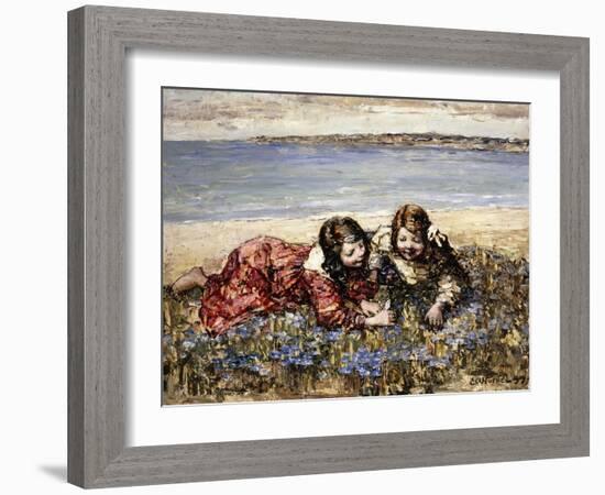 Gathering Flowers by the Seashore, 1919-Edward Atkinson Hornel-Framed Giclee Print