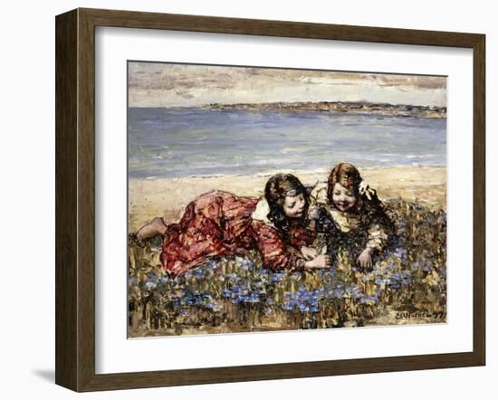 Gathering Flowers by the Seashore, 1919-Edward Atkinson Hornel-Framed Giclee Print