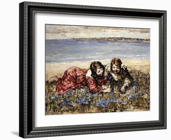 Gathering Flowers by the Seashore, 1919-Edward Atkinson Hornel-Framed Giclee Print
