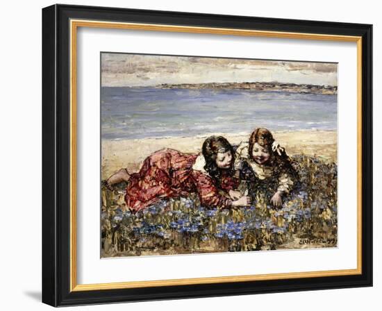 Gathering Flowers by the Seashore, 1919-Edward Atkinson Hornel-Framed Giclee Print