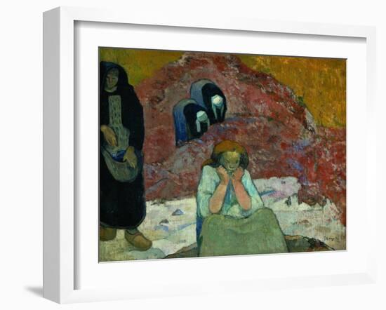 Gathering Grapes at Arles: Human Misery-Paul Gauguin-Framed Premium Giclee Print