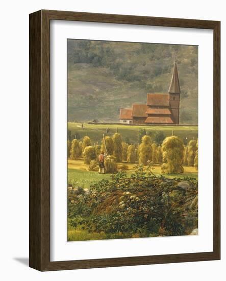 Gathering Hay-Johan Christian Clausen Dahl-Framed Giclee Print