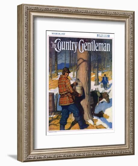 "Gathering Maple Syrup," Country Gentleman Cover, March 1, 1927-Newell Convers Wyeth-Framed Giclee Print