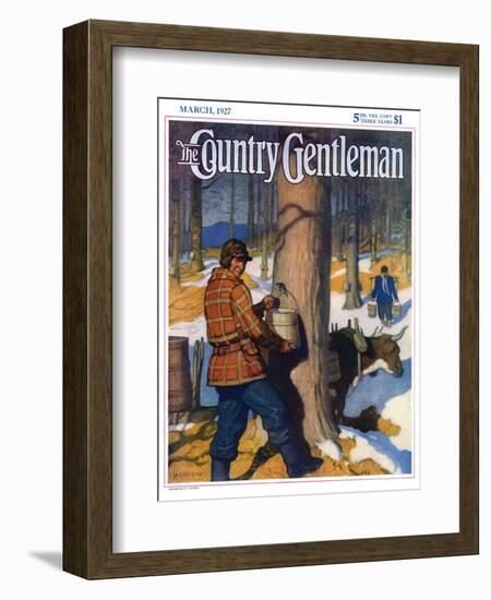 "Gathering Maple Syrup," Country Gentleman Cover, March 1, 1927-Newell Convers Wyeth-Framed Giclee Print