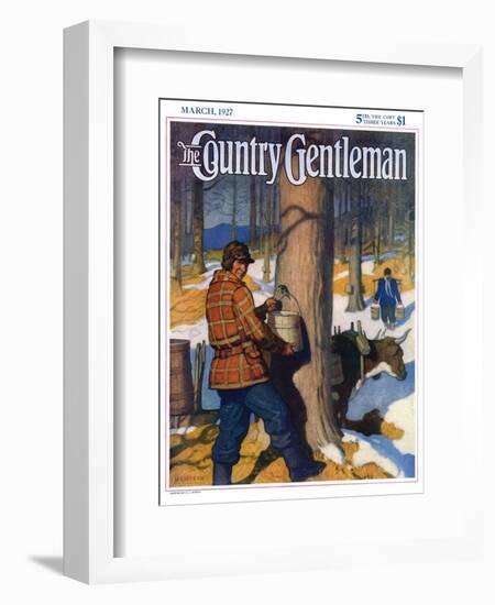 "Gathering Maple Syrup," Country Gentleman Cover, March 1, 1927-Newell Convers Wyeth-Framed Giclee Print