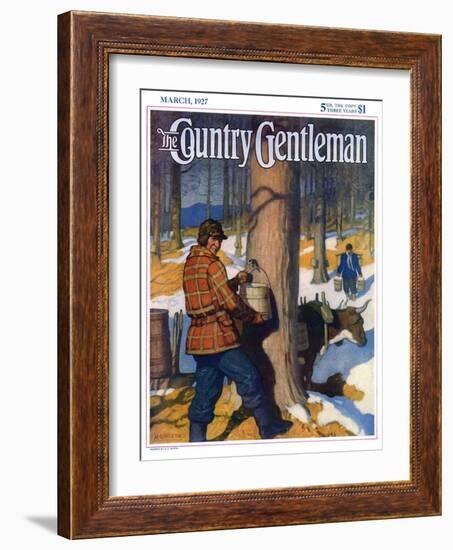 "Gathering Maple Syrup," Country Gentleman Cover, March 1, 1927-Newell Convers Wyeth-Framed Giclee Print