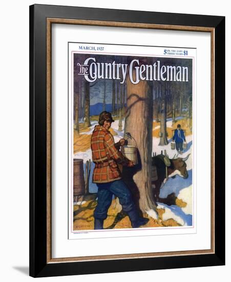 "Gathering Maple Syrup," Country Gentleman Cover, March 1, 1927-Newell Convers Wyeth-Framed Giclee Print