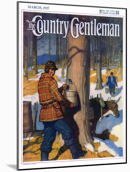 "Gathering Maple Syrup," Country Gentleman Cover, March 1, 1927-Newell Convers Wyeth-Mounted Giclee Print