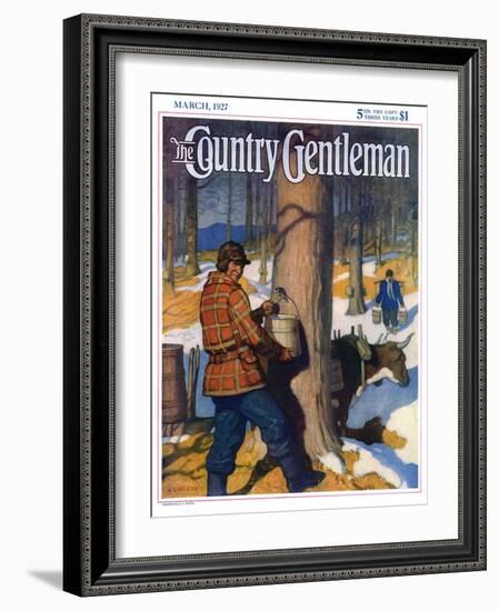 "Gathering Maple Syrup," Country Gentleman Cover, March 1, 1927-Newell Convers Wyeth-Framed Giclee Print