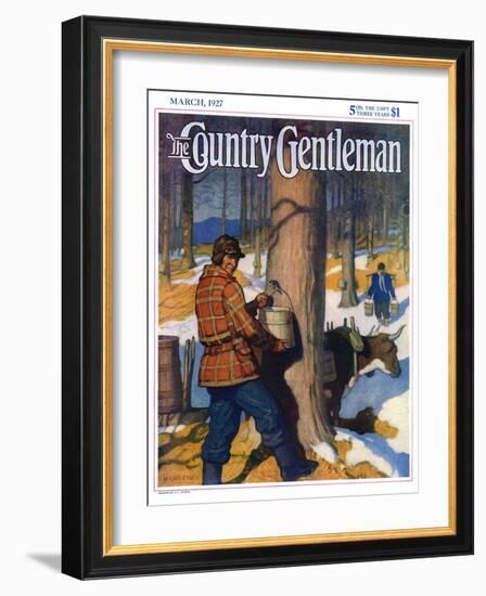 "Gathering Maple Syrup," Country Gentleman Cover, March 1, 1927-Newell Convers Wyeth-Framed Giclee Print