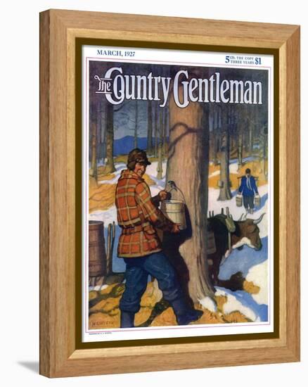 "Gathering Maple Syrup," Country Gentleman Cover, March 1, 1927-Newell Convers Wyeth-Framed Premier Image Canvas