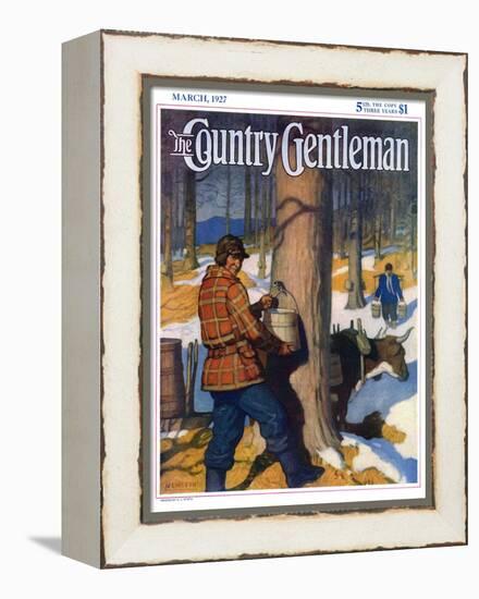 "Gathering Maple Syrup," Country Gentleman Cover, March 1, 1927-Newell Convers Wyeth-Framed Premier Image Canvas