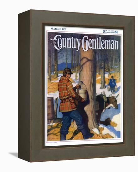 "Gathering Maple Syrup," Country Gentleman Cover, March 1, 1927-Newell Convers Wyeth-Framed Premier Image Canvas