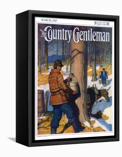 "Gathering Maple Syrup," Country Gentleman Cover, March 1, 1927-Newell Convers Wyeth-Framed Premier Image Canvas