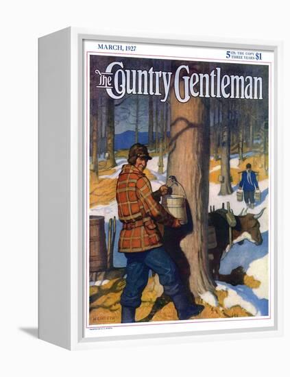 "Gathering Maple Syrup," Country Gentleman Cover, March 1, 1927-Newell Convers Wyeth-Framed Premier Image Canvas