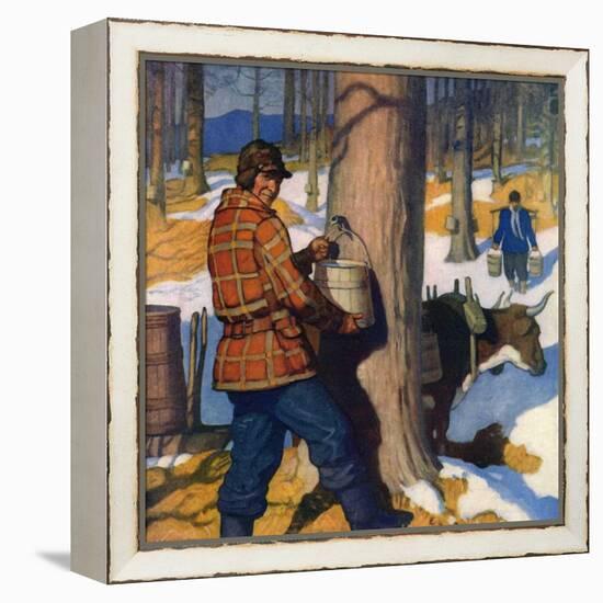 "Gathering Maple Syrup,"March 1, 1927-Newell Convers Wyeth-Framed Premier Image Canvas