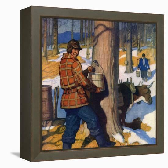 "Gathering Maple Syrup,"March 1, 1927-Newell Convers Wyeth-Framed Premier Image Canvas