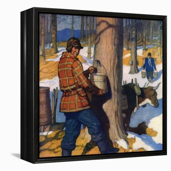 "Gathering Maple Syrup,"March 1, 1927-Newell Convers Wyeth-Framed Premier Image Canvas