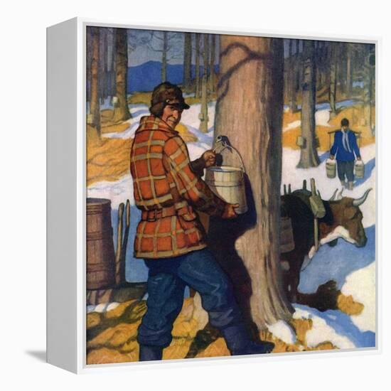 "Gathering Maple Syrup,"March 1, 1927-Newell Convers Wyeth-Framed Premier Image Canvas