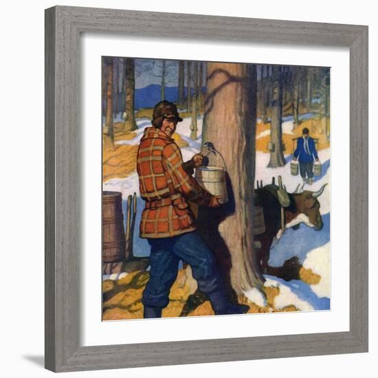 "Gathering Maple Syrup,"March 1, 1927-Newell Convers Wyeth-Framed Giclee Print