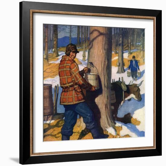 "Gathering Maple Syrup,"March 1, 1927-Newell Convers Wyeth-Framed Giclee Print