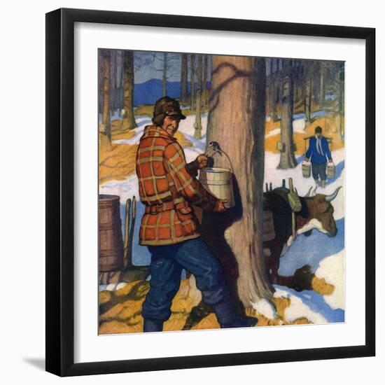 "Gathering Maple Syrup,"March 1, 1927-Newell Convers Wyeth-Framed Giclee Print