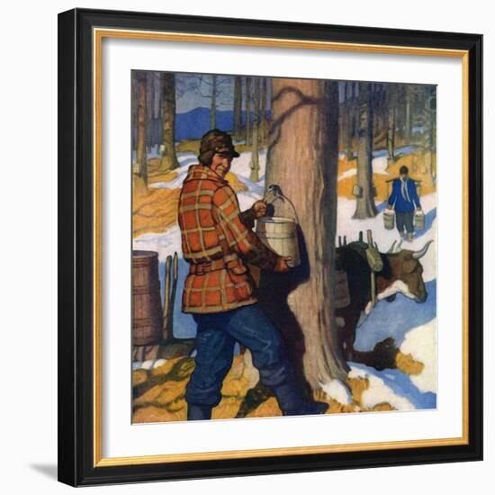 "Gathering Maple Syrup,"March 1, 1927-Newell Convers Wyeth-Framed Giclee Print