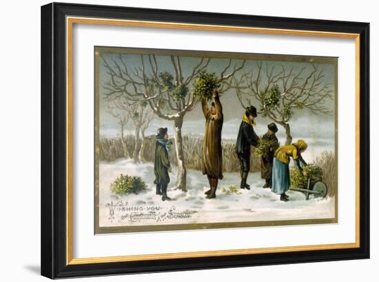 Gathering Mistletoe (Colour Litho)-English-Framed Giclee Print