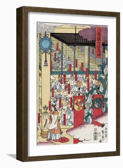 Gathering of Gods at the Great Shrine at Izumo, Japanese Wood-Cut Print-Lantern Press-Framed Art Print