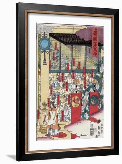 Gathering of Gods at the Great Shrine at Izumo, Japanese Wood-Cut Print-Lantern Press-Framed Art Print