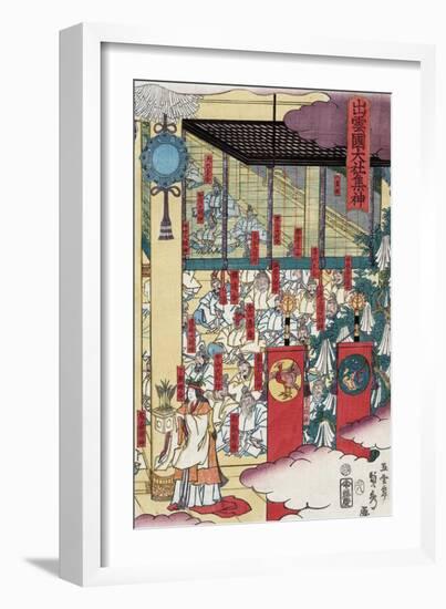 Gathering of Gods at the Great Shrine at Izumo, Japanese Wood-Cut Print-Lantern Press-Framed Art Print