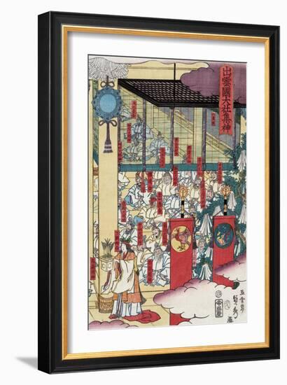 Gathering of Gods at the Great Shrine at Izumo, Japanese Wood-Cut Print-Lantern Press-Framed Art Print