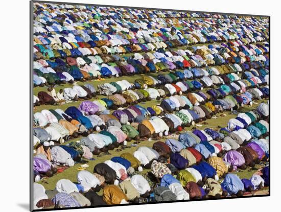 Gathering of Muslim Men Pray to Allah, End of Muslim Holy Month of Ramadan, Mali-Nigel Pavitt-Mounted Photographic Print