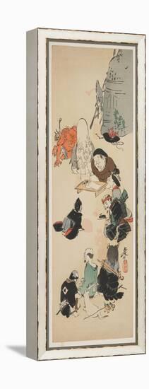 Gathering of O Tsu-E Characters-Shibata Zeshin-Framed Premier Image Canvas