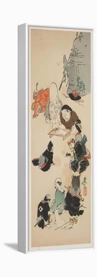 Gathering of O Tsu-E Characters-Shibata Zeshin-Framed Premier Image Canvas
