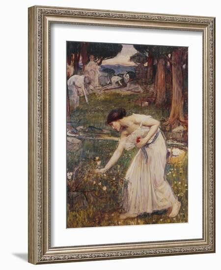 Gathering Rosebuds-John William Waterhouse-Framed Giclee Print