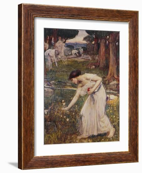 Gathering Rosebuds-John William Waterhouse-Framed Giclee Print