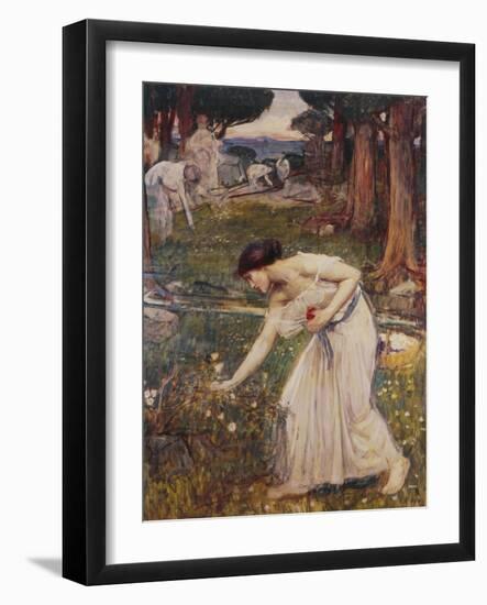 Gathering Rosebuds-John William Waterhouse-Framed Giclee Print