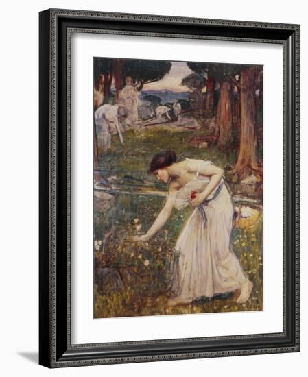 Gathering Rosebuds-John William Waterhouse-Framed Giclee Print