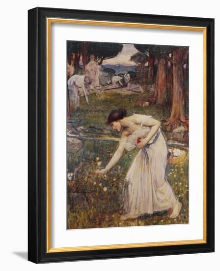 Gathering Rosebuds-John William Waterhouse-Framed Giclee Print