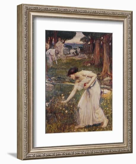 Gathering Rosebuds-John William Waterhouse-Framed Giclee Print