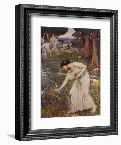 Gathering Rosebuds-John William Waterhouse-Framed Giclee Print