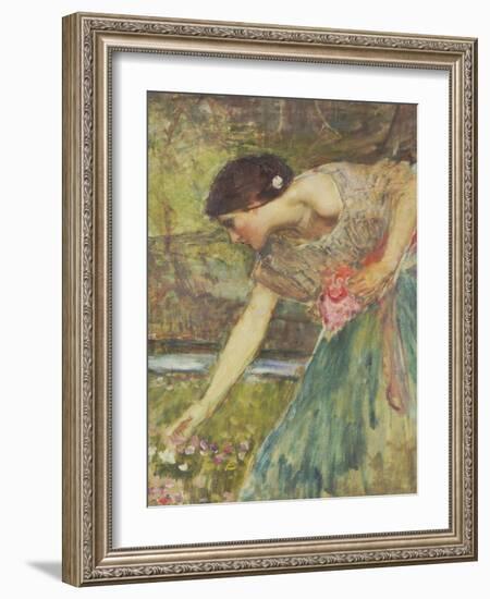 Gathering Roses-John William Waterhouse-Framed Giclee Print