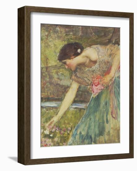 Gathering Roses-John William Waterhouse-Framed Giclee Print